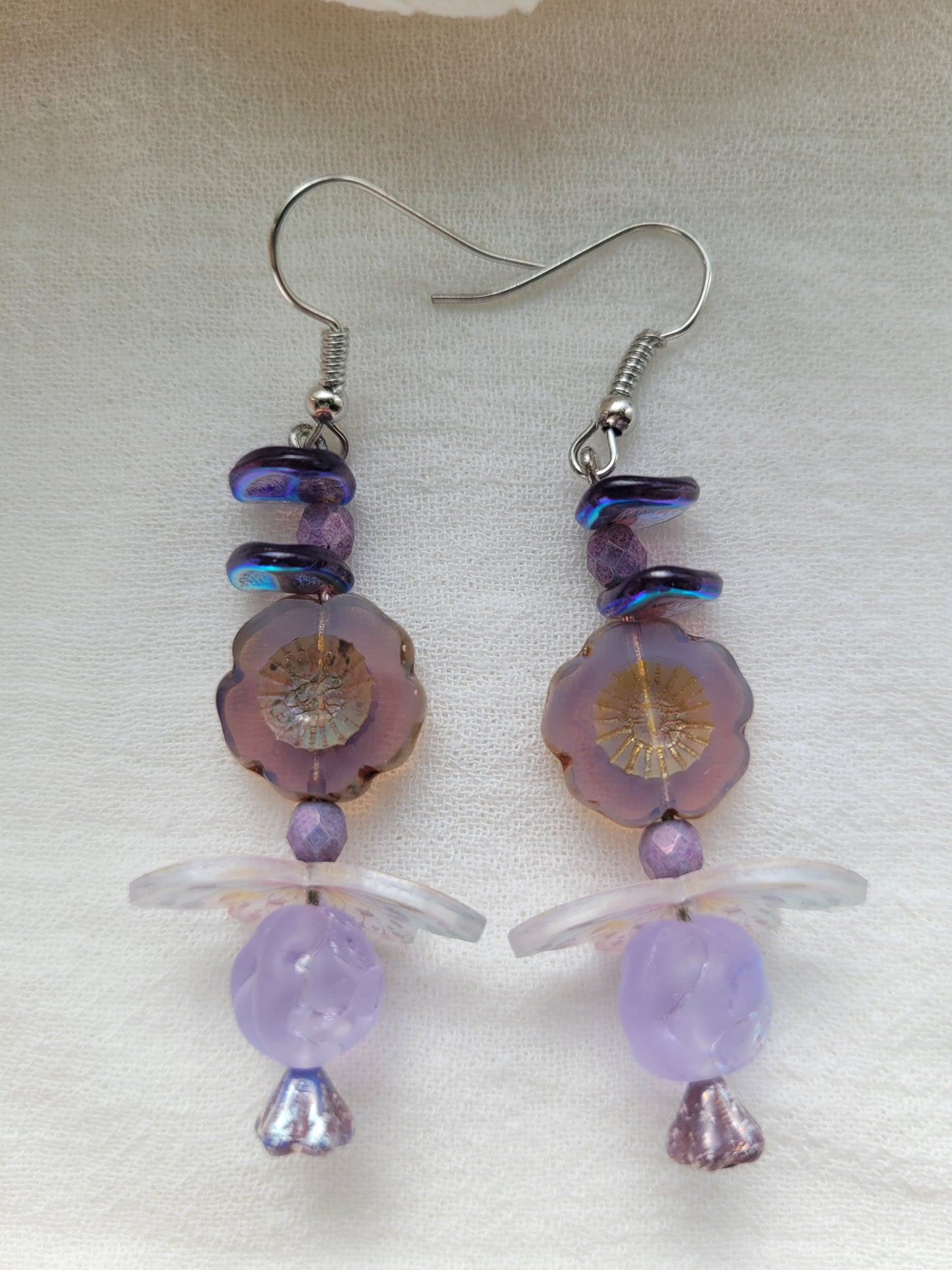 Butterfly Earrings in Soft Purple and Silver Hooks