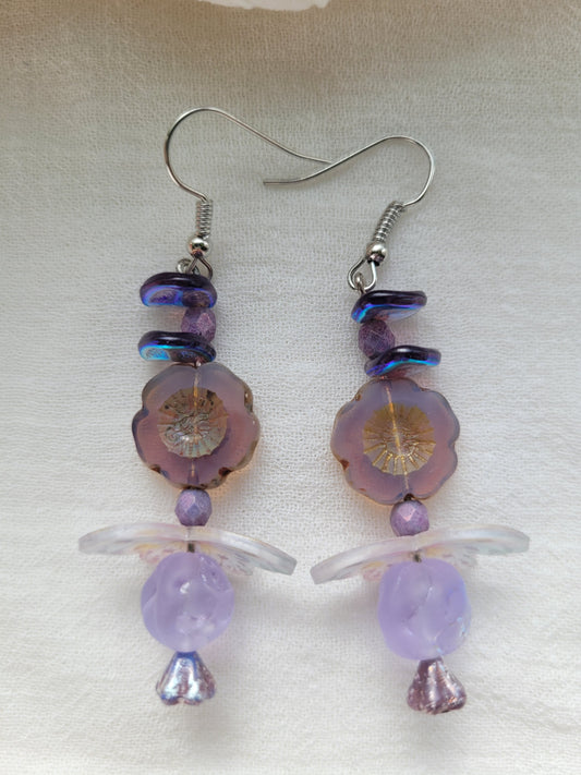Butterfly Earrings in Soft Purple and Silver Hooks